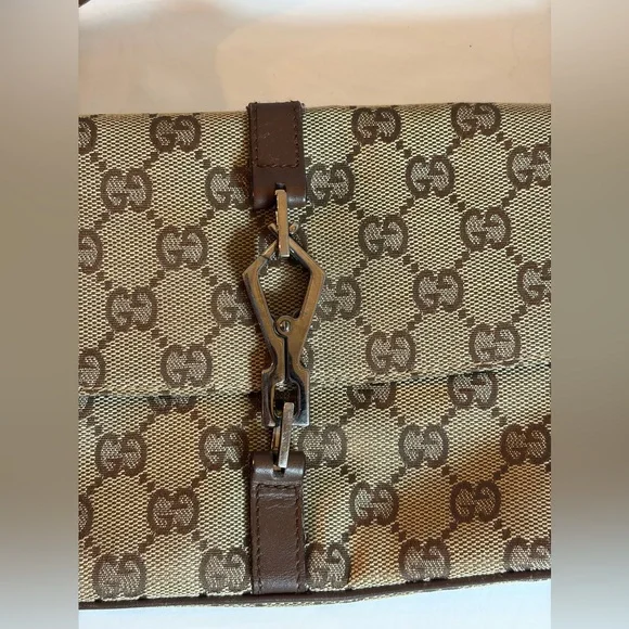 Vintage Gucci, Jackie O Bag GG Supreme Canvas & Brown Leather Bag UNISEX - Picture 3 of 13